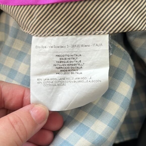 ETRO Tweed Trousers Flat Front Pants Slacks - Picture 8 of 10